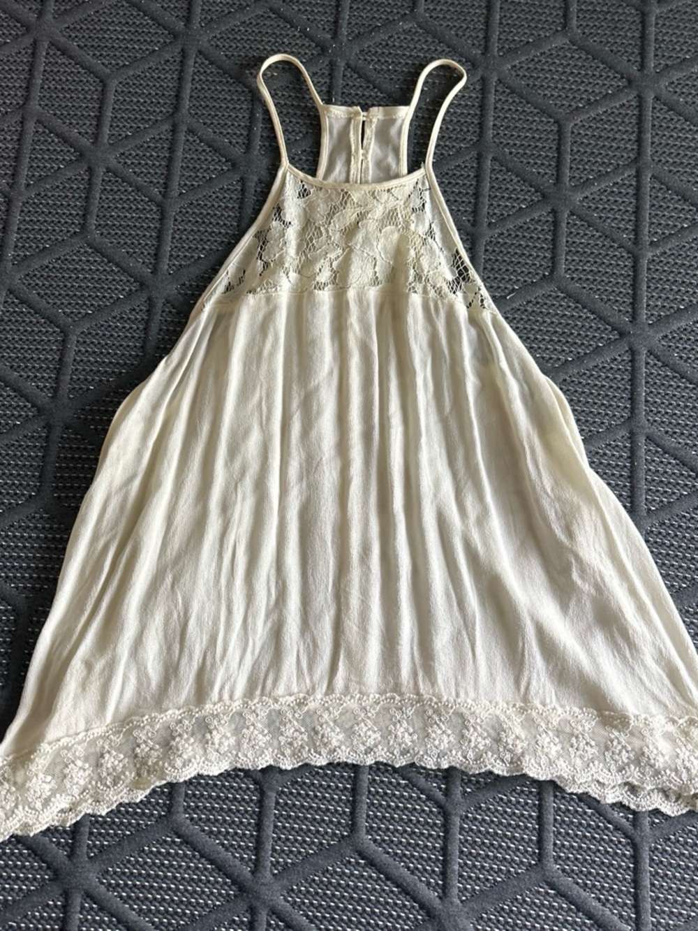 Forever 21 Cream Lace Yoke Halter Tank Top